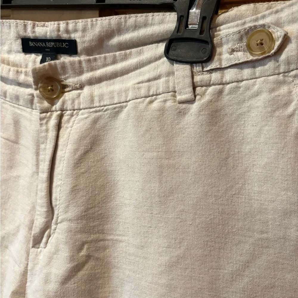 Banana Republic Women's Linen cotton Cropped cuffed pants size 10